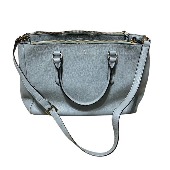 Kate Spade Light Blue Pebbled Leather Satchel With Dual Handles & Adjustable Cro - Picture 3 of 12